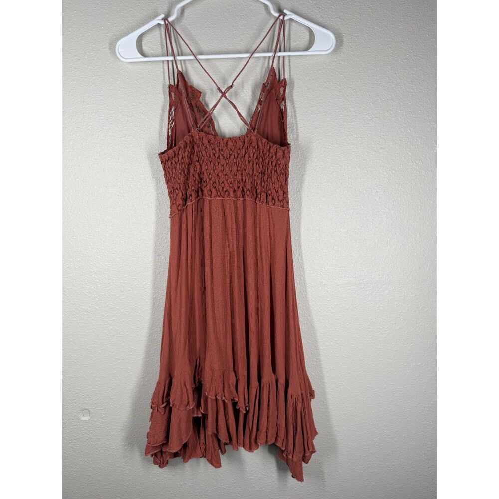 Free People Womens Orange Adella Mini Dress Sz XS Boho Feminine Cute - Picture 4 of 9